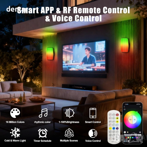 Смарт външни LED аплици/стенни лампи за монтаж (RGB, Wi‑Fi + дистанционно) Govee, снимка 7 - Външни лампи - 55219347