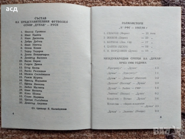 Футболна програма Дунав Русе 1966 Есен , снимка 4 - Футбол - 54527817
