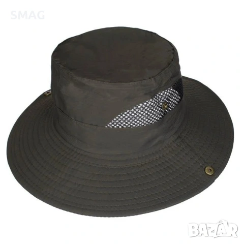 Мъжка bucket шапка каки с мрежа и копчета_1224690