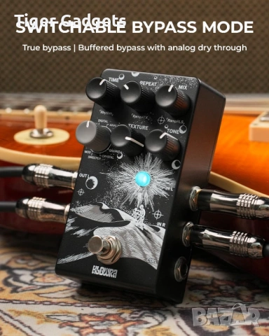 Klowra Everlast Delay – Стерео Delay педал за електрическа китара с 9 режима, Tap Tempo и RAMP функц, снимка 5 - Китари - 54940353