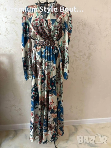 дълга рокля с колан , снимка 2 - Рокли - 54098363