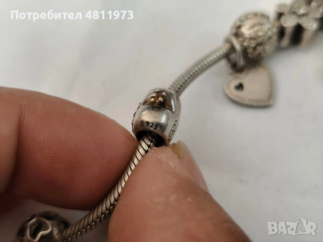 Оригинална сребърна гривна Pandora, снимка 7 - Гривни - 55044232