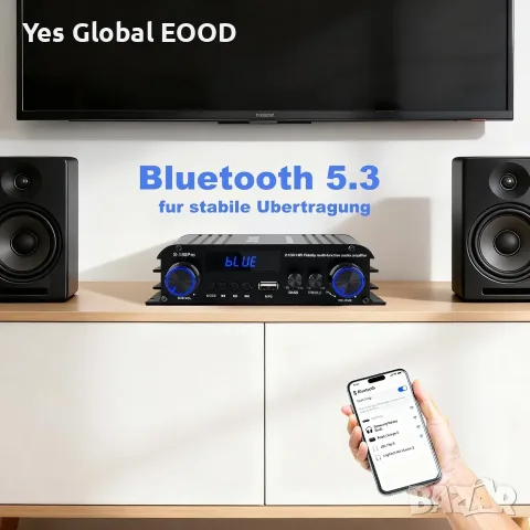 Мини HiFi усилвател 2.1 Bluetooth 5.3, 1000W пикова, снимка 6 - Ресийвъри, усилватели, смесителни пултове - 55449744