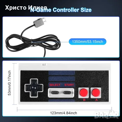 Комплект Nintendo NES Контролер Жичен 2броя, снимка 4 - Аксесоари - 55666822