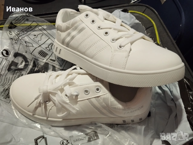 Мъжки маратонки, бели, 43 номер, нови, цена 7 евро., снимка 2 - Маратонки - 54039707