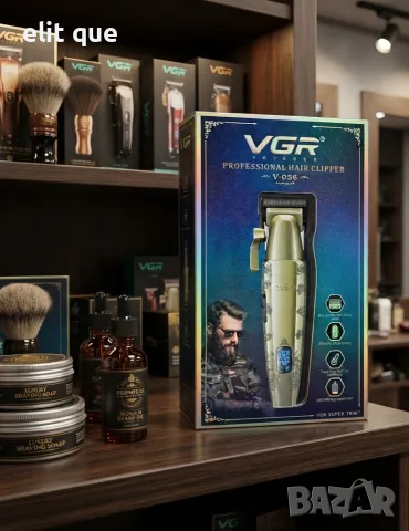 Професионална машинка за подстригване VGR V-036 с мощен мотор, титаниеви ножове и батерия 2600mAh