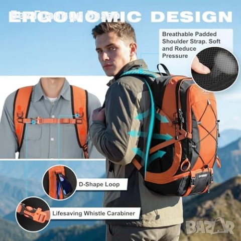 Нова Сгъваема раница 40L за туризъм къмпинг преходи и пътуване с отделение за обувки и джобове, снимка 3 - Раници - 54142660