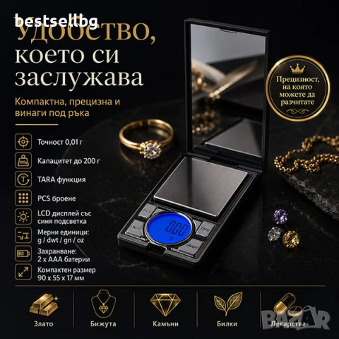 Малка електронна везна за злато бижута до 200гр с висока точност 0.01, снимка 6 - Везни - 41143080