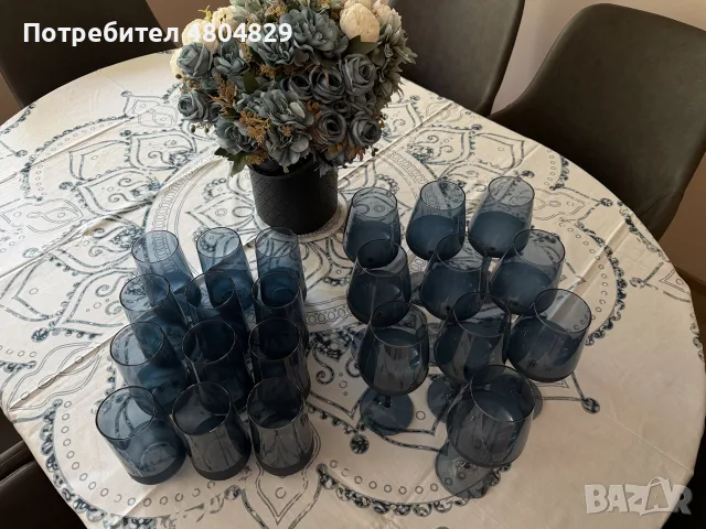 Стъклени чаши за вино 490 мл, 10броя, Matte Blue, 10броя за вода/безалкохолно, снимка 9 - Чаши - 55604761