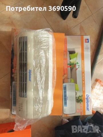 Керамична печка Diplomat, за стена, с дистанционно, 1 бр.