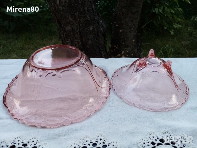 2 купи розово стъкло, снимка 6 - Чинии - 54887650
