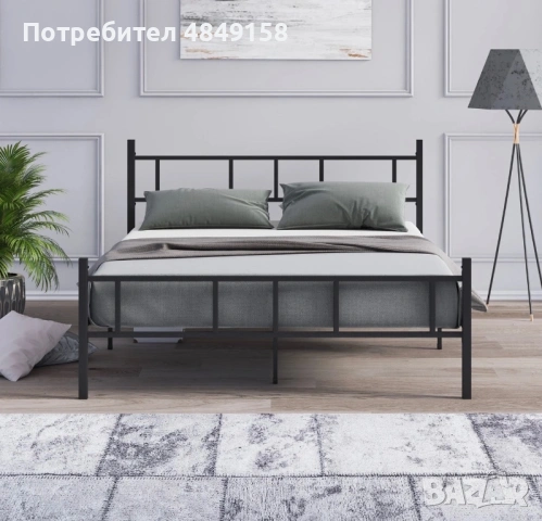Метално легло (кариола) от ковано желязо Mobpazar 160x200 см, Черно, снимка 2 - Спални и легла - 54803801