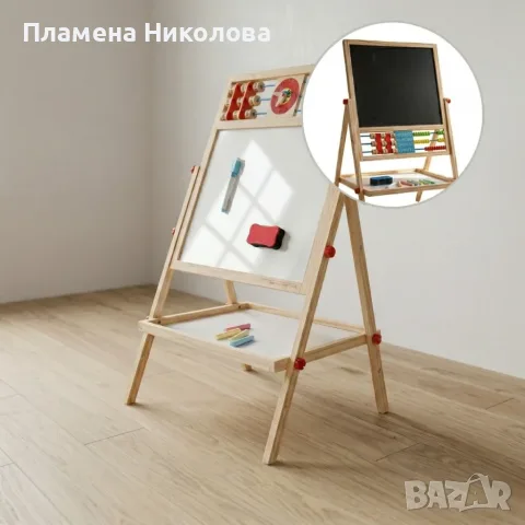 Мултифункционална образователна детска дъска с дървена рамка – за писане, рисуване и обучение, снимка 2 - Образователни игри - 55624696