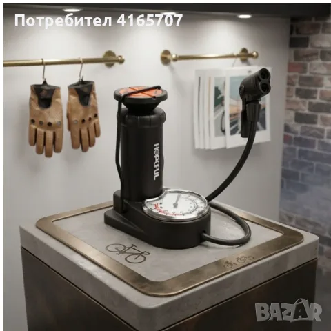 Подова велосипедна помпа с манометър – До 12 BAR, универсална глава, снимка 3 - Аксесоари за велосипеди - 55657199