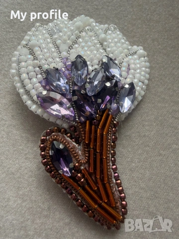 Царствена уникална Handmade брошка - Магнолия , снимка 6 - Колиета, медальони, синджири - 54223331