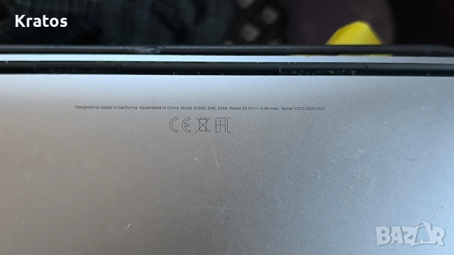 Лаптоп Apple Macbook pro (2019) A1990 16GB RAM i7 256 ssd с дефектирал дисплей, снимка 5 - Лаптопи за работа - 54583982