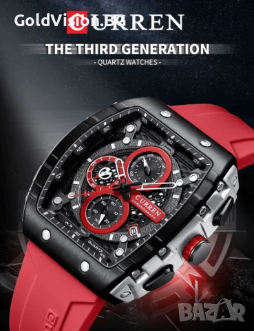 CURREN Red – спортно-елегантен хронограф, снимка 3 - Мъжки - 54247441