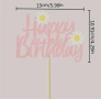 Маргаритка розов картонен топер Happy birthday маргаритки декорация на торта , снимка 3