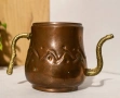 Винтажна декоративна медна купа / съд с месингови дръжки.1940-1970г., снимка 1