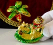 Позлатена кутийка,фигура Камила,Палма,кристали. , снимка 4