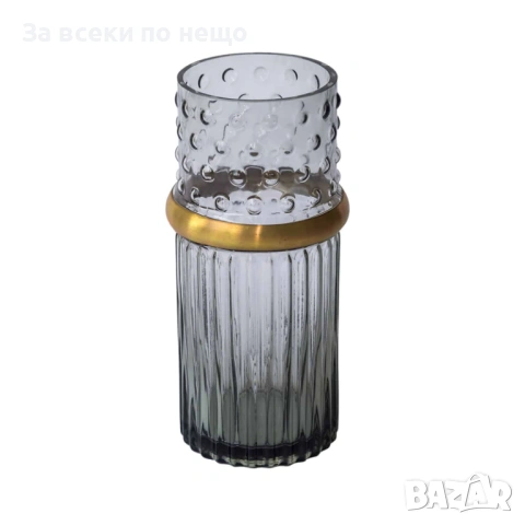 Дебелостенна стъклена ваза със златист елемент, 2 размера Код P2208, снимка 5 - Вази - 54198605