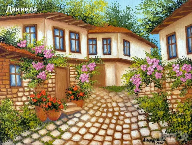 "Когато розите цъфтят.", авторска картина с маслени бои.