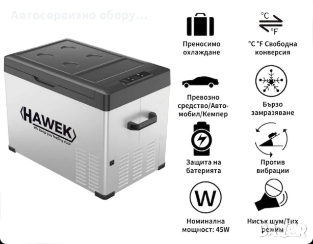 Портативен компресорен хладилник HAWEK 40L – 12V / 24V / 220V, снимка 2 - Други инструменти - 54759149