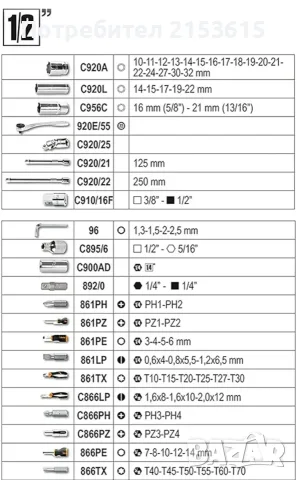 Beta бета 903e гедоре / гидория 1/4" и 1/2" 98 части камъни комплект, снимка 7 - Куфари с инструменти - 55605457
