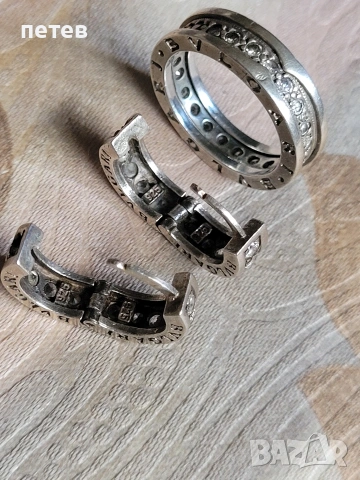 BVLGARI.bvlgari. сребърен пръстен. сребърни обици., снимка 2 - Антикварни и старинни предмети - 54698398