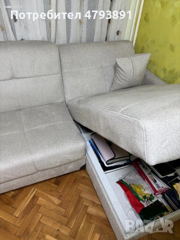 Холов ъглов диван, снимка 2 - Дивани и мека мебел - 54165657
