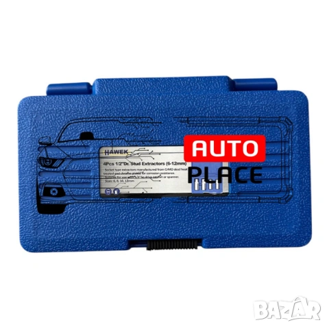 Комплект екстрактори за шпилки 4 части  6 – 12 мм 1/2″ – Вложки шпилковадачи HAWEK, снимка 2 - Други инструменти - 53964194