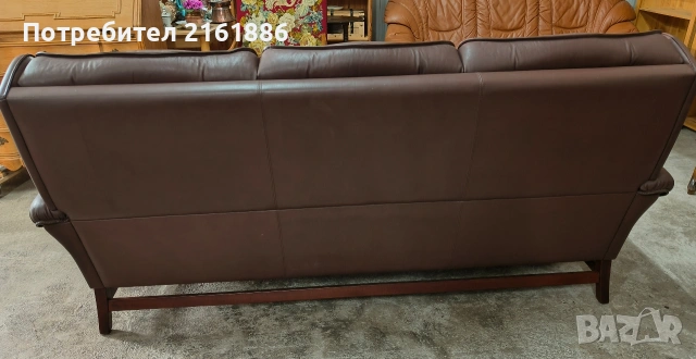 Винтидж диван тройка от естествена кожа , снимка 7 - Дивани и мека мебел - 54183558