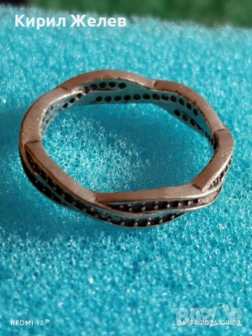 Сребърен пръстен с ювелирно фасетирани кристали майстоска изработка 42498, снимка 6 - Пръстени - 54104491