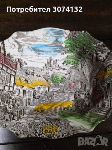 Английска ръчно декорирана чиния, снимка 2 - Антикварни и старинни предмети - 54334706