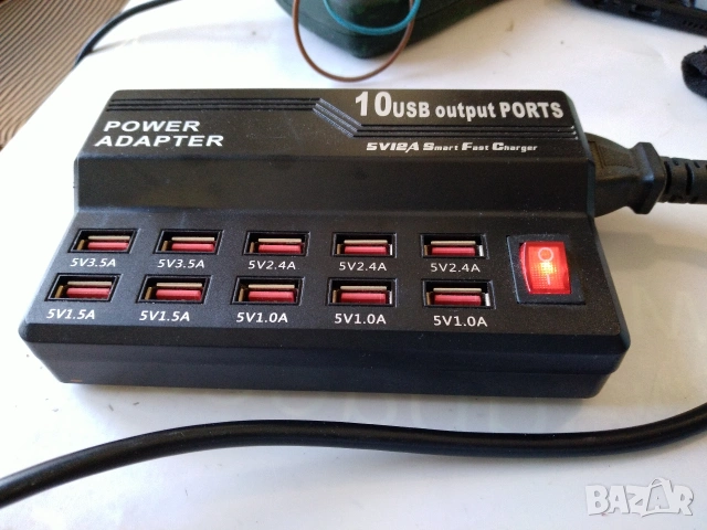 Зарядно USB с 10 порта 5V, 12A, 60W, снимка 2 - Друга електроника - 54902416