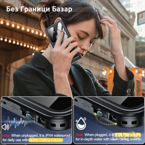 Нов Черен удароустойчив калъф за Samsung S24 Ultra IP68 пълна защита Водоустойчив кейс Самсунг, снимка 6 - Калъфи, кейсове - 54981256