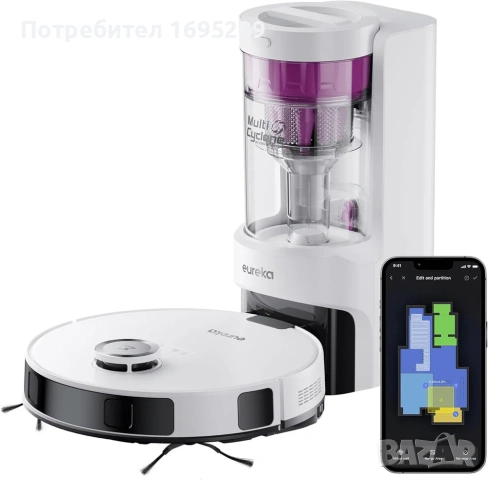 Eureka E10s - комбинирана робот прахосмукачка (сухо и мокро почистване),цвят бял