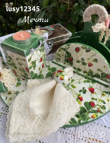 Поднос-Горски ягоди!🍓🌿🍓, снимка 7 - Декорация за дома - 54626668