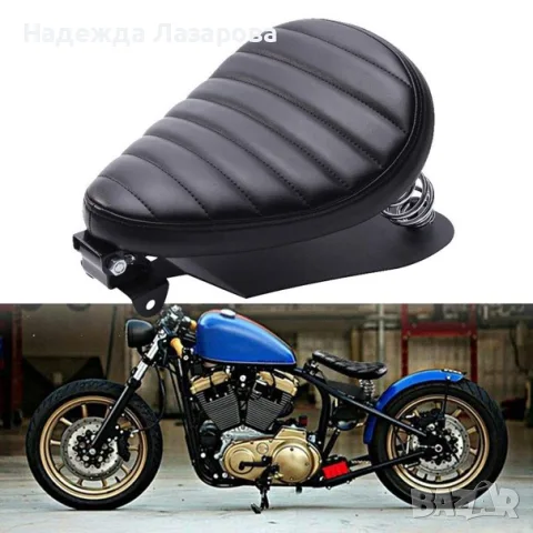Седалка Bobber за мотоциклет със задна възглавница с пружина за Sportster XL1200 883 Fatboy - Черна