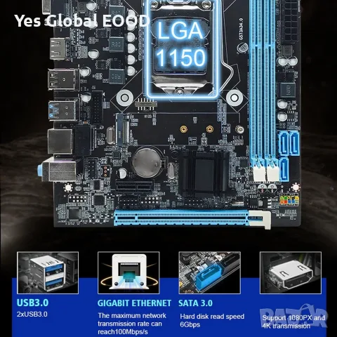H81 дънна платка LGA1150 DDR3 M.2 NVMe HDMI mATX, снимка 3 - Дънни платки - 55382874