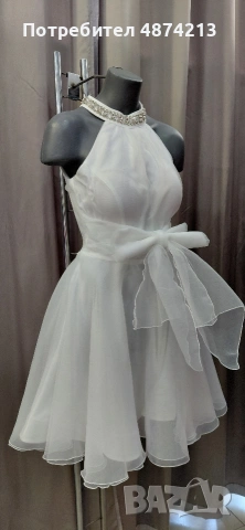 Къса рокля в бяло, снимка 2 - Рокли - 55180112