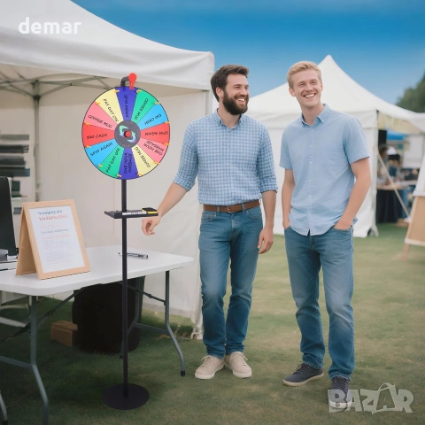 Колело на късмета въртящо се колело за томбола/игра с маркери и стойка (Prize Wheel), снимка 9 - Рулетки - 55027278