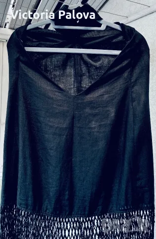Хитова черна ленена рокля Zara с макраме и ресни, размер XS (Blogger's favorite / Много тьрсен модел, снимка 4 - Рокли - 55347616
