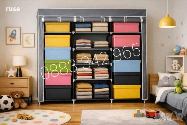 НОВИ! Текстилен гардероб 175х150х45см, снимка 6 - Гардероби - 54485564