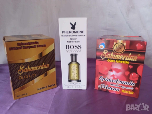 Промо пакет 2 броя мощен афродизиак Epimedium + парфюм тестер Boss 45 мл.
