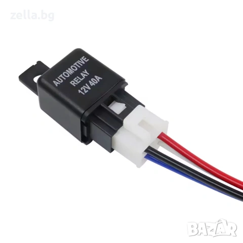 Автомобилно реле 12V, 4 пина, 40A със сокет – Сребърни контакти (Ag Alloy), за фарове, помпи 10456