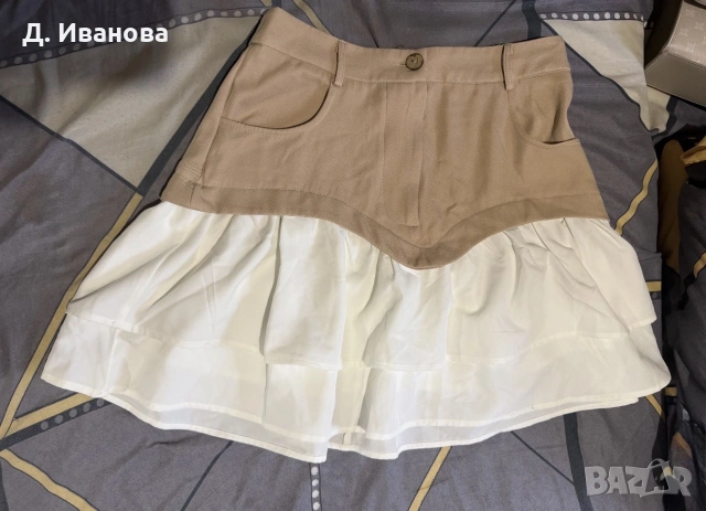 Бежово-бяла пола, снимка 3 - Поли - 55266261