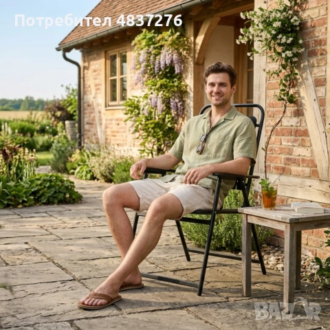Сгъваем черен градински стол, снимка 5 - Столове - 54751032