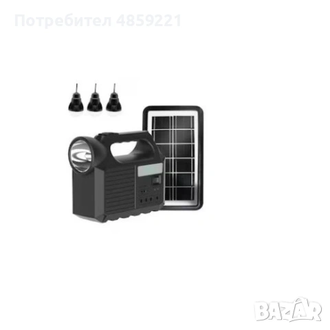 Комплект със соларен панел, фенерче, 3 крушки, USB, снимка 3 - Къмпинг осветление - 55017068