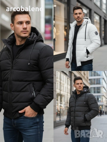 Мъжко зимно ватирано яке с качулка, 3цвята 